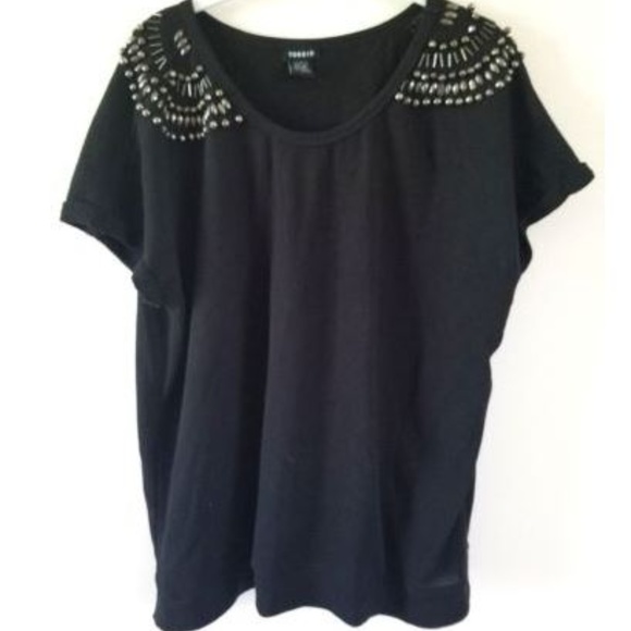torrid Tops - Torrid Beaded Black Short Sleeve Shirt